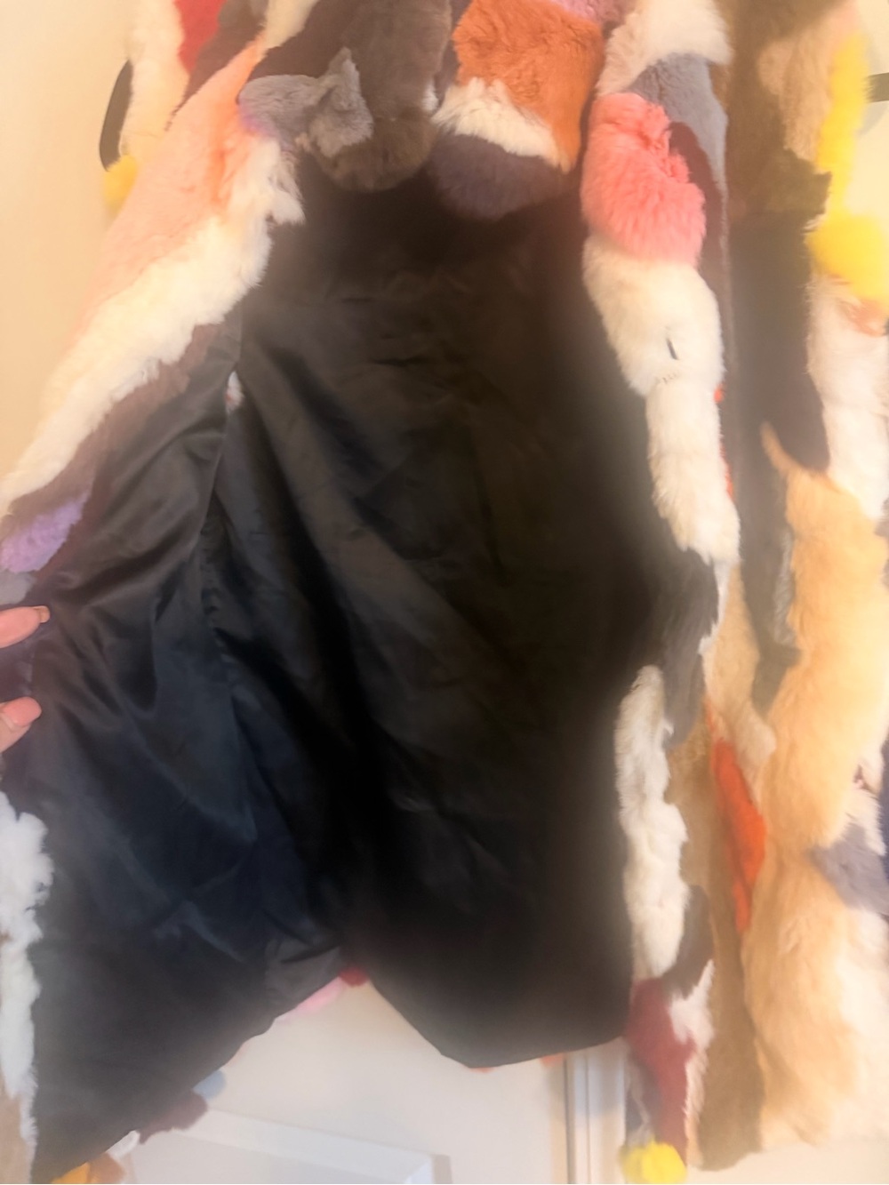 Love Token Multicolor Patchwork rabbit fur Hooded Vest - Picture 6 of 8